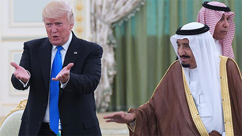 Trump con el rey de Arabia Saudí Trump presiona a Arabia Saudí para compensar el menor suministro de crudo iraní